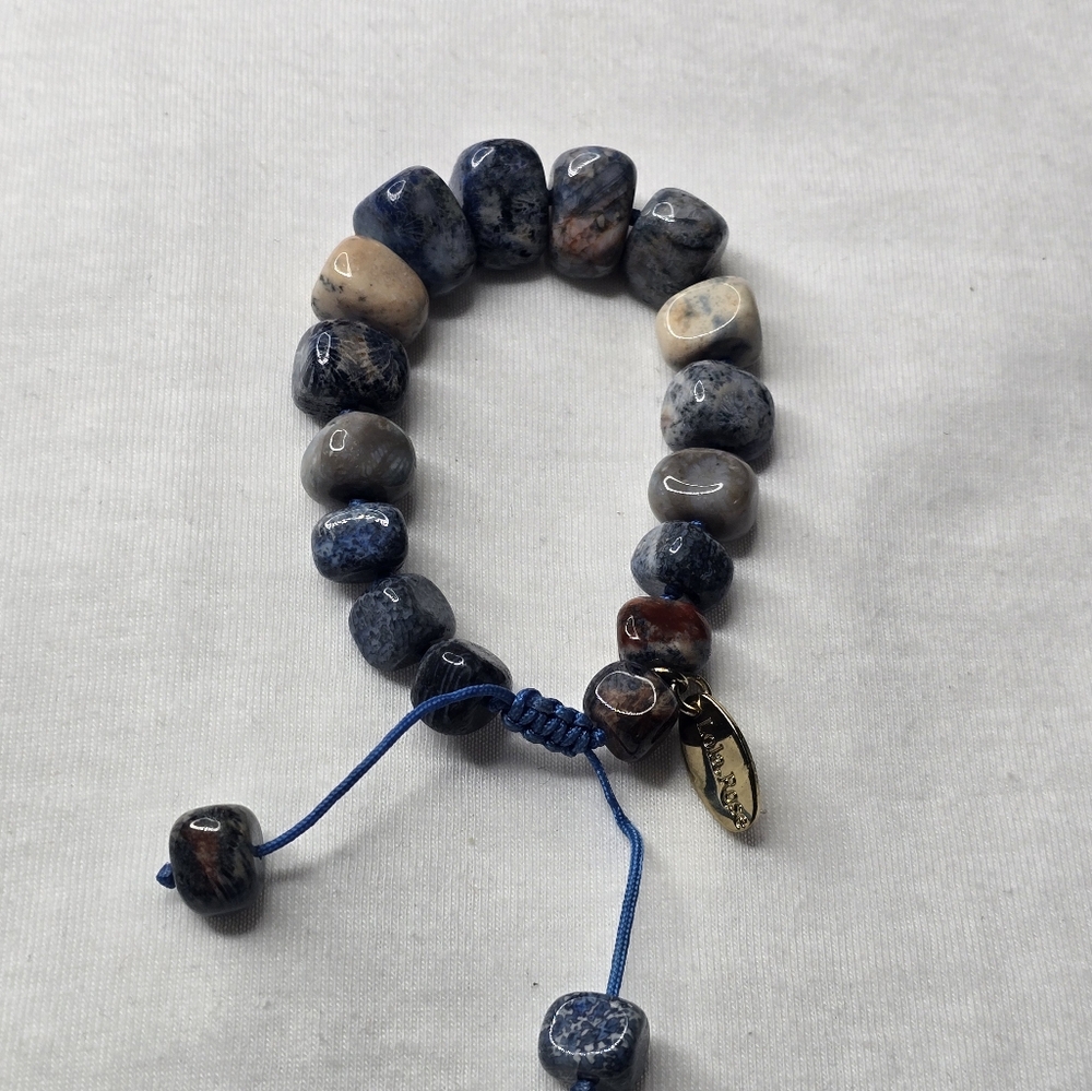 Artisan Beaded Bracelet in Blue and Gray by Lola Rose